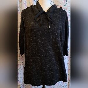 EUC Sunday Black & Grey Pull Over Causal Warm Winter Hoodie Sweater Top SZ 20